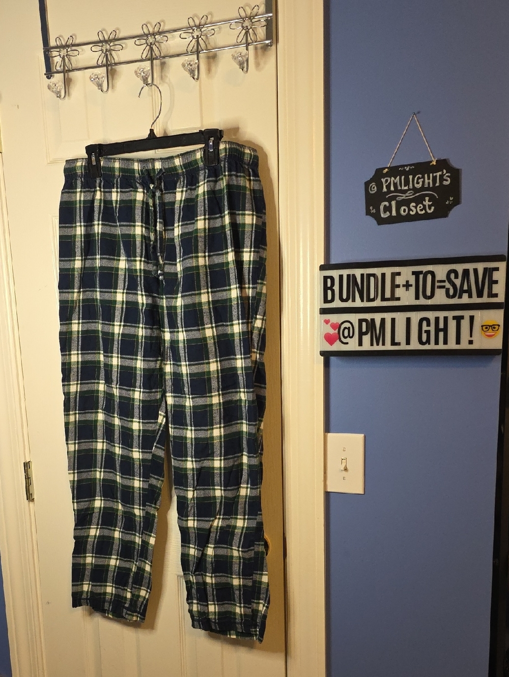 Nautica Navy & Green Plaid Pajama Pants XL